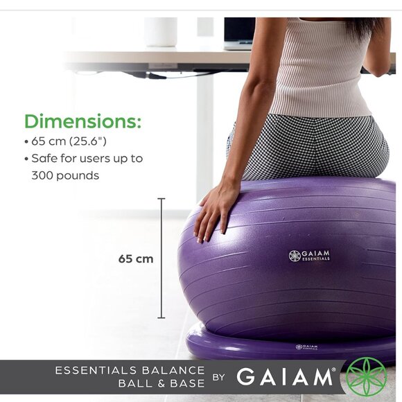 Gaiam Essentials Balance Ball & Base Kit, 65cm Yoga Ball Chair in Navy - Picture 2 of 3